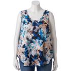 Plus Size Jennifer Lopez Pom-pom Linen Blend Tank, Women's, Size: 0x, Turquoise/blue (turq/aqua)
