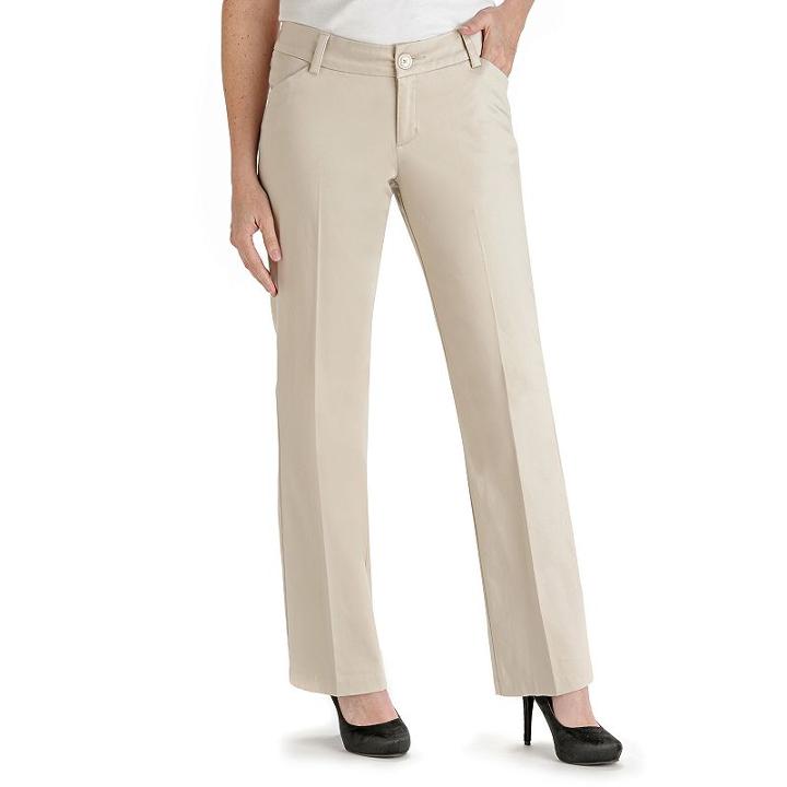 Women's Lee Maxwell Modern Fit Curvy Dress Pants, Size: 18 Short, White Oth