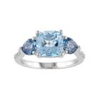 Sky Blue Topaz, London Blue Topaz & Diamond Accent Sterling Silver 3-stone Ring, Women's, Size: 5