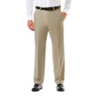 Men's Haggar&reg; Cool 18&reg; Pro Classic-fit Wrinkle-free Flat-front Expandable Waist Pants, Size: 38x32, Beige