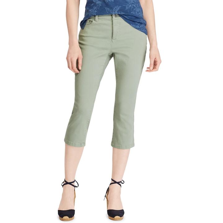 Women's Chaps Twill Capri Pants, Size: 4, Green