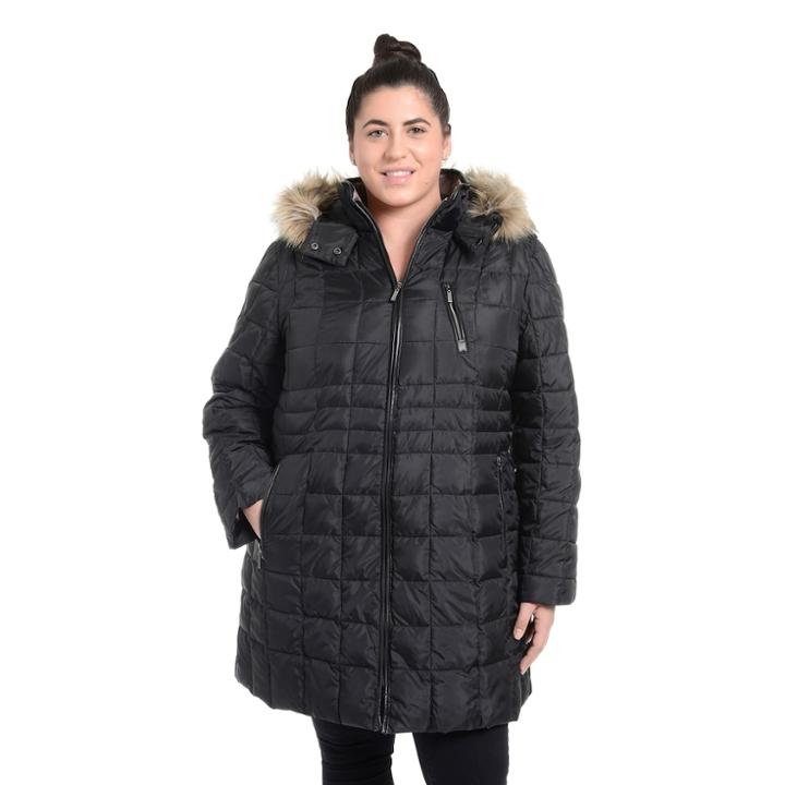Plus Size Fleet Street Faux-down Quilted Jacket, Women's, Size: 1xl, Black