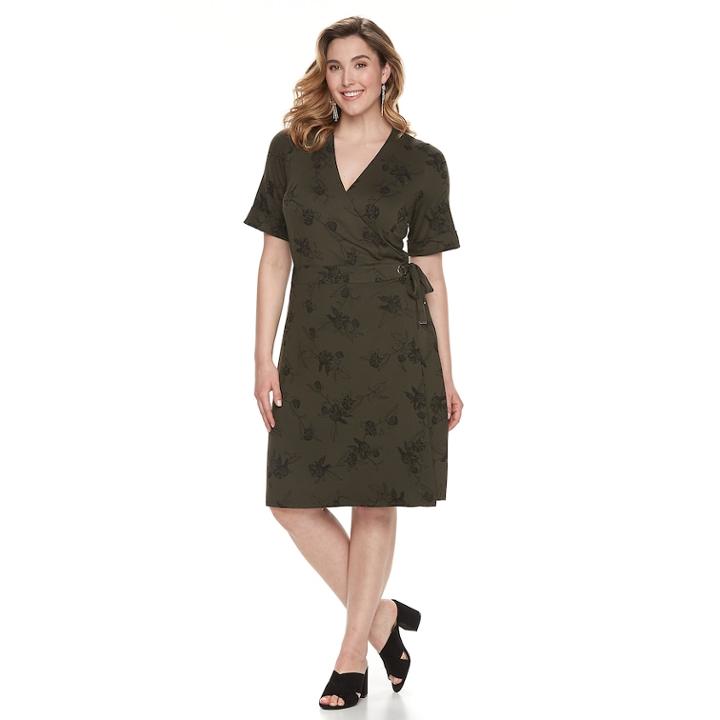 Plus Size Apt. 9&reg; Grommet Faux-wrap Dress, Women's, Size: 4xl, Green