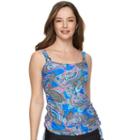Women's Croft & Barrow&reg; Tummy Slimmer D-cup Side-tassel Tankini Top, Size: 6, Med Blue