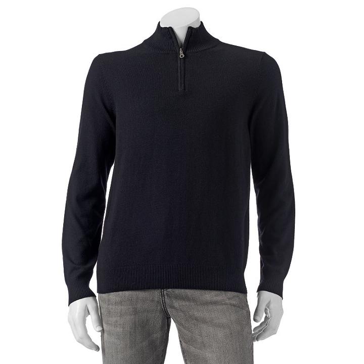 Big & Tall Croft & Barrow&reg; Classic-fit Solid 12gg Quarter-zip Sweater, Men's, Size: 4xb, Black