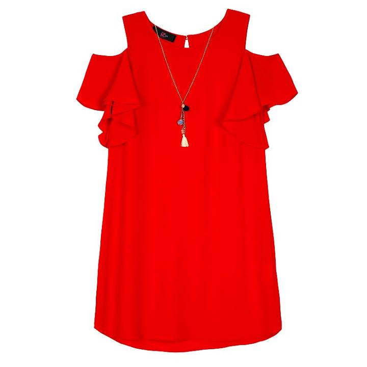 Girls 7-16 Iz Amy Byer Cold Shoulder Dress With Necklace, Girl's, Size: 10, Orange