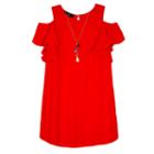 Girls 7-16 Iz Amy Byer Cold Shoulder Dress With Necklace, Girl's, Size: 10, Orange
