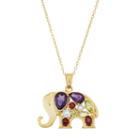 18k Gold Over Silver Gemstone Elephant Pendant, Women's, Size: 18, Multicolor