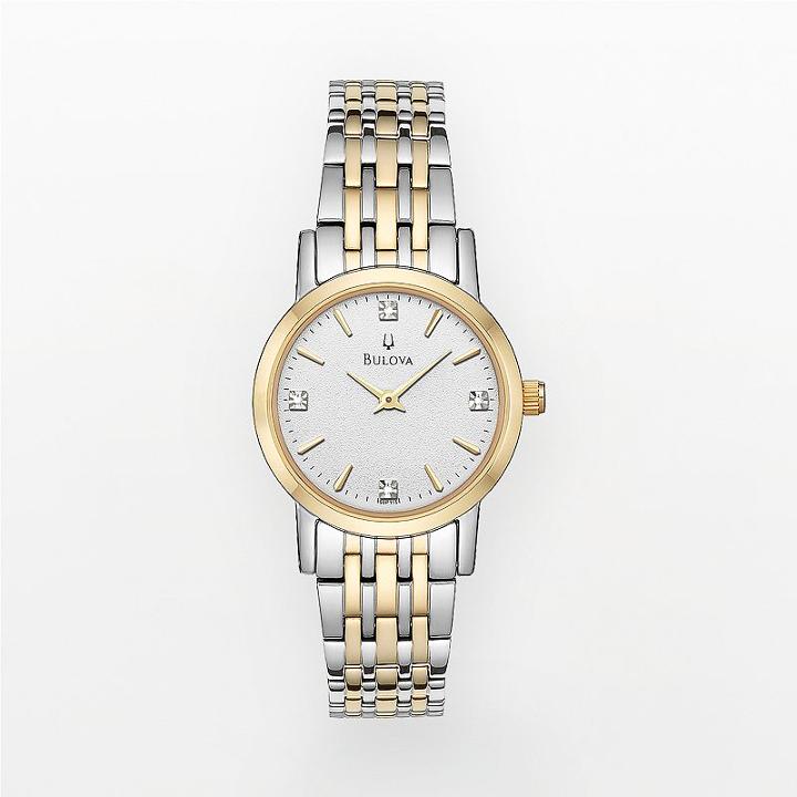 Bulova Women's Diamond Two Tone Stainless Steel Watch - 98p115, Multicolor