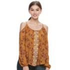 Juniors' Rewind Floral Embroidered Cold-shoulder Top, Teens, Size: Xl, Gold