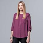 Women's Simply Vera Vera Wang Asymmetrical Split Back Blouse, Size: Xl, Purple
