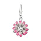 Sterling Silver Cubic Zirconia Flower Charm, Women's, Pink