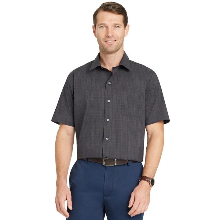 Men's Van Heusen Flex Non-iron Slim-fit Button-down Shirt, Size: Medium, Black