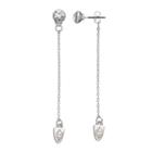 Simulated Pearl Chain Front Back Earrings, Women's, Silver