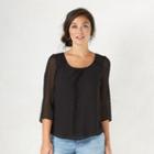 Women's Lc Lauren Conrad Swiss Dot Top, Size: Xl, Black