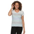 Petite Croft & Barrow&reg; V-neck Tee, Women's, Size: Xxl Petite, Med Blue