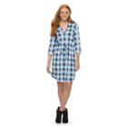 Juniors' Almost Famous Drawstring Plaid Shirtdress, Girl's, Size: Medium, Blue Other