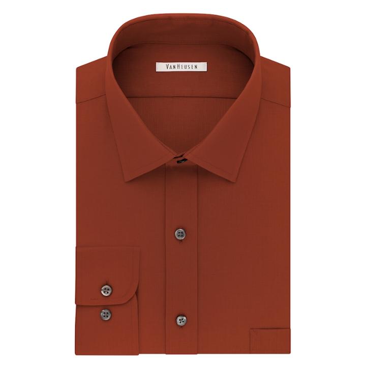 Big & Tall Van Heusen Regular-fit Flex Collar Pincord Wrinkle-free Dress Shirt, Men's, Size: 20 35-36, Med Orange