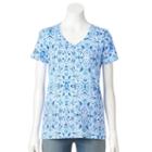 Women's Croft & Barrow&reg; Essential V-neck Tee, Size: Large, Blue (navy)