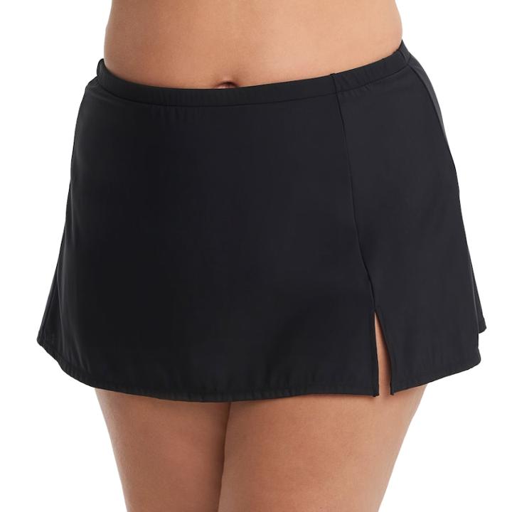 Plus Size Upstream Solid Skirtini Bottoms, Women's, Size: 18 W, Black