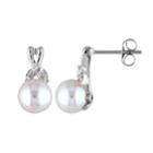 Stella Grace 10k White Gold Diamond Accent & Freshwater Cultured Pearl Earrings, Women's