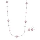 Flower Bead Long Station Necklace & Drop Earring Set, Women's, Pink