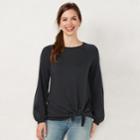 Women's Lc Lauren Conrad Knot-front Sweatshirt, Size: Medium, Blue