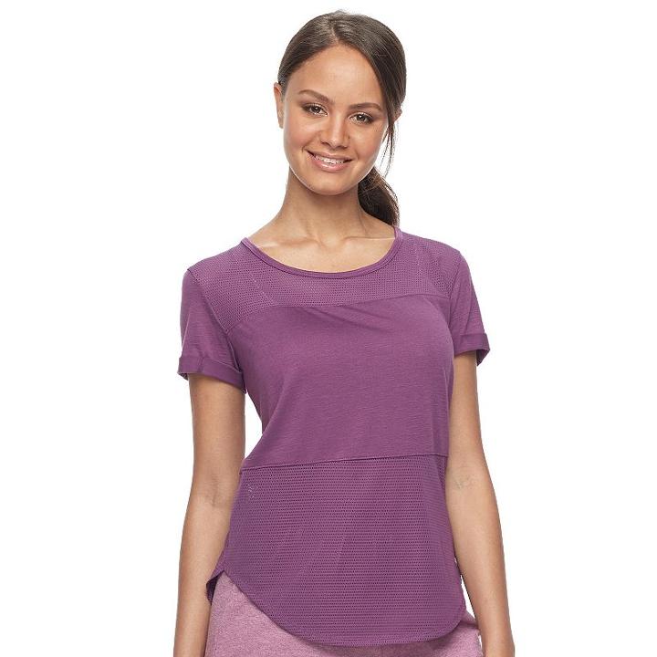 Juniors' So&reg; Perfectly Soft Mesh Insert Short Sleeve Tee, Teens, Size: Xs, Drk Purple
