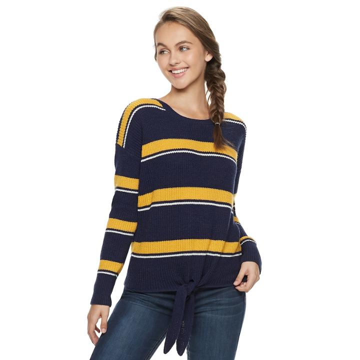 Juniors' Pink Republic Tie-front Sweater, Teens, Size: Xl, Lt Beige