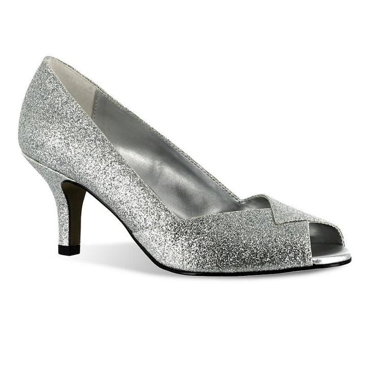 Easy Street Ravish Women's Peep-toe Dress Heels, Size: Medium (8), Silver