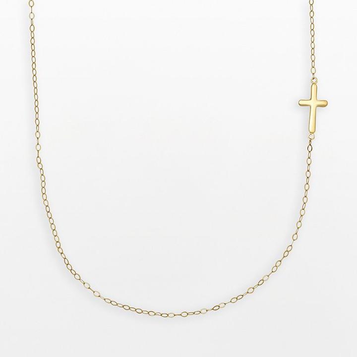 Teeny Tiny By Everlasting Gold 10k Gold Cross Necklace, Women's, Size: 17, Yellow