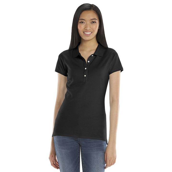 So&reg; Solid School Uniform Juniors' Polo, Girl's, Size: Large, Black