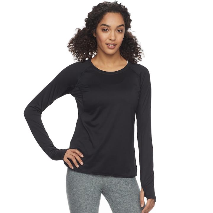 Women's Tek Gear&reg; Long Sleeve Performance Tee, Size: Xl, Black