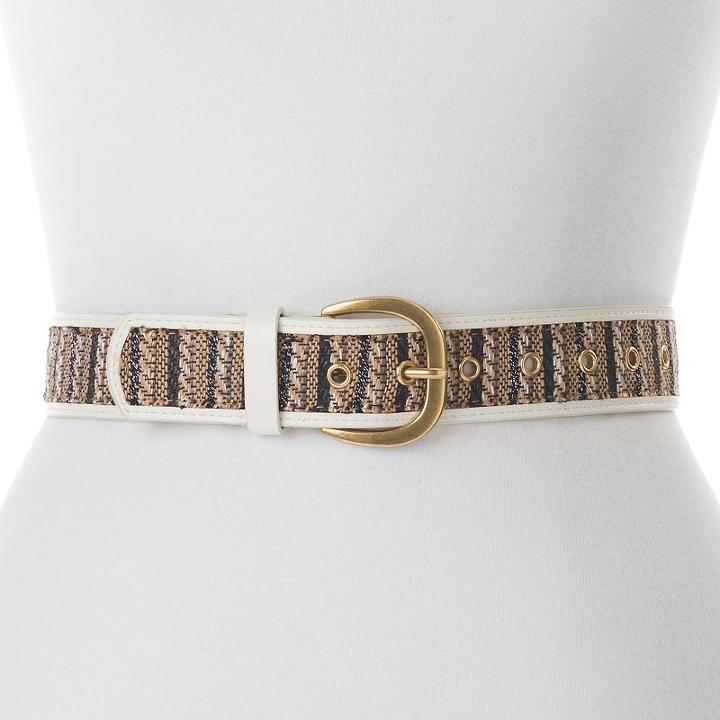 Women's Apt. 9&reg; Straw Striped Belt, Size: Xl, White Oth