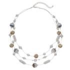 Beaded Multi Strand Illusion Necklace, Women's, Silver