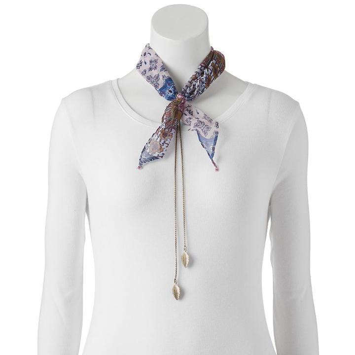 Mudd&reg; Floral Tile Bandana Necklace Scarf, Women's, Light Blue
