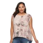 Plus Size Jennifer Lopez Snakeskin Lace-up Crepe Top, Women's, Size: 3xl, Light Pink