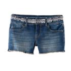 Girls 7-16 Mudd&reg; Belted Shortie Jean Shorts, Size: 7, Blue