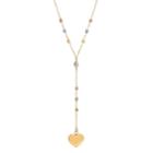 Everlasting Gold 14k Gold Tri Tone Beaded Heart Y Necklace, Women's, Size: 18, Yellow