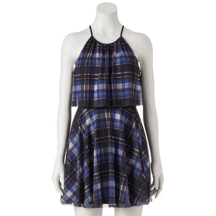 Juniors' Candie's&reg; Print Halter Dress, Girl's, Size: Small, Blue Other