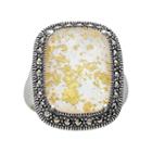 Lavish By Tjm Sterling Silver Crystal And Mother-of-pearl Doublet Frame Ring - Made With Swarovski Marcasite, Women's, Size: 8, Multicolor