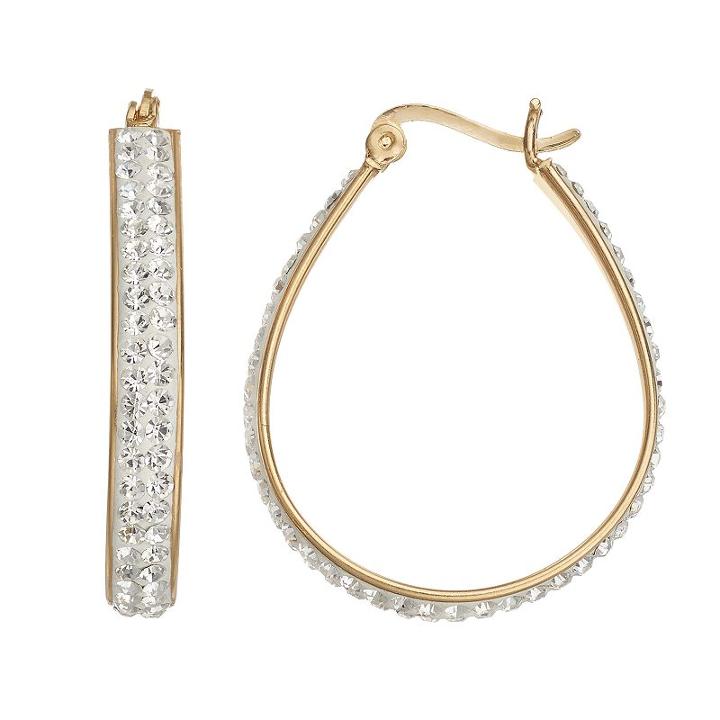 Chrystina Crystal U-hoop Earrings, Women's, White