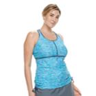 Plus Size Free Country Bust Enhancer Racerback Tankini Top, Women's, Size: 3xl, Turquoise/blue (turq/aqua)