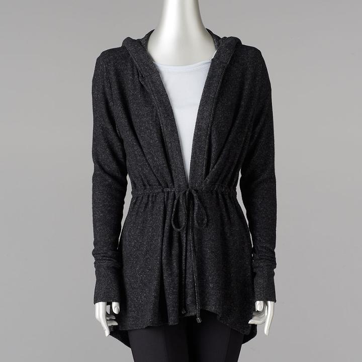 Women's Simply Vera Vera Wang Marled Cardigan, Size: Medium, Dark Grey