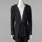 Women's Simply Vera Vera Wang Marled Cardigan, Size: Medium, Dark Grey