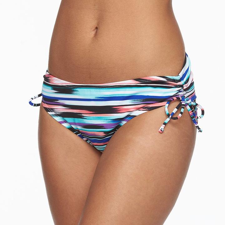 Women's Apt. 9&reg; Striped Ruched Scoop Bottoms, Size: Xxl, Tahoe Stripe