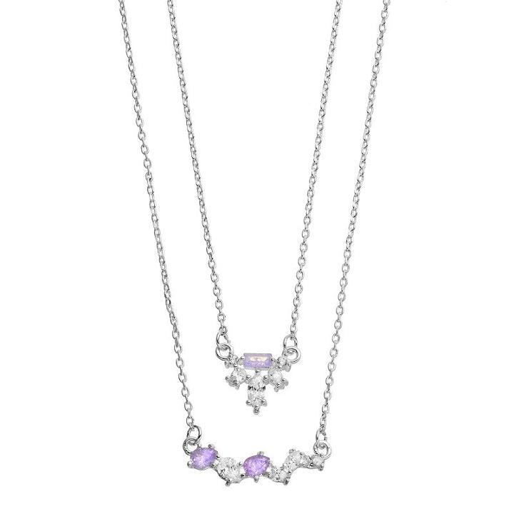 Lc Lauren Conrad Layered Periwinkle Crackle Stone Necklace, Women's, Blue
