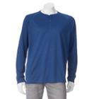 Men's Free Country Birdseye Heathered Henley, Size: Medium, Blue (navy)