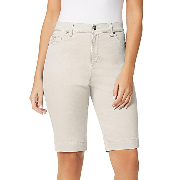 Women's Gloria Vanderbilt Amanda Bermuda Shorts, Size: 14, Lt Beige