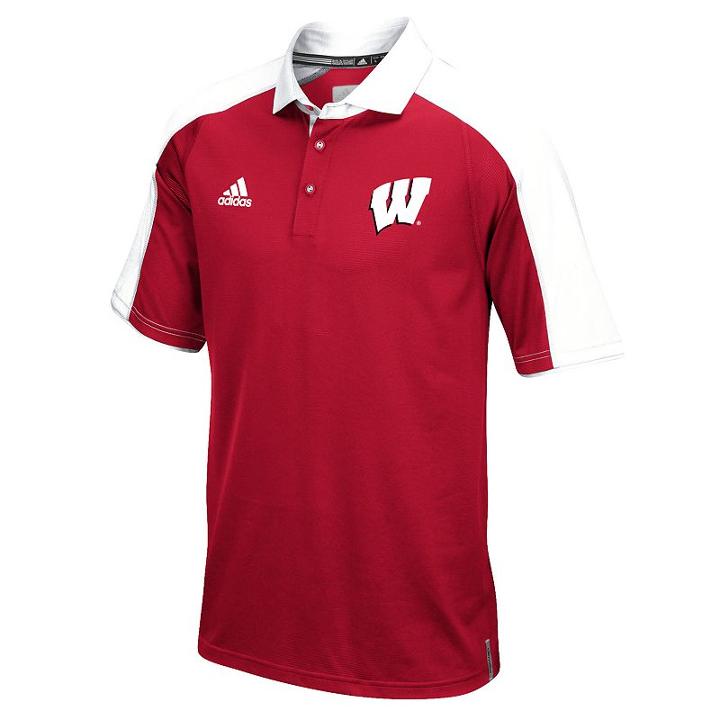 Men's Adidas Wisconsin Badgers Sideline Coaches Polo, Size: Large, Red
